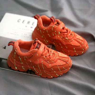 

2020 High Quality Running Boys Girls Kids Sports Children's Casual Shoes, Green/orange/black