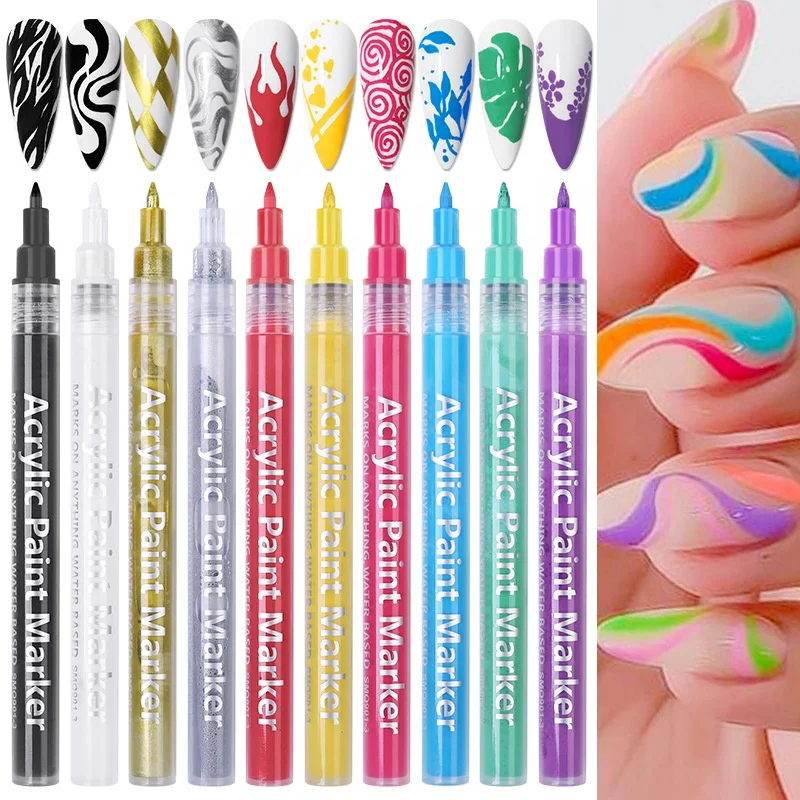 

GREENKEM 1 Pc Waterproof Nail Art Pen DIY Flower Fast Drying Abstract Lines Flower Sketch Drawing Tools Nail Graffiti Pen