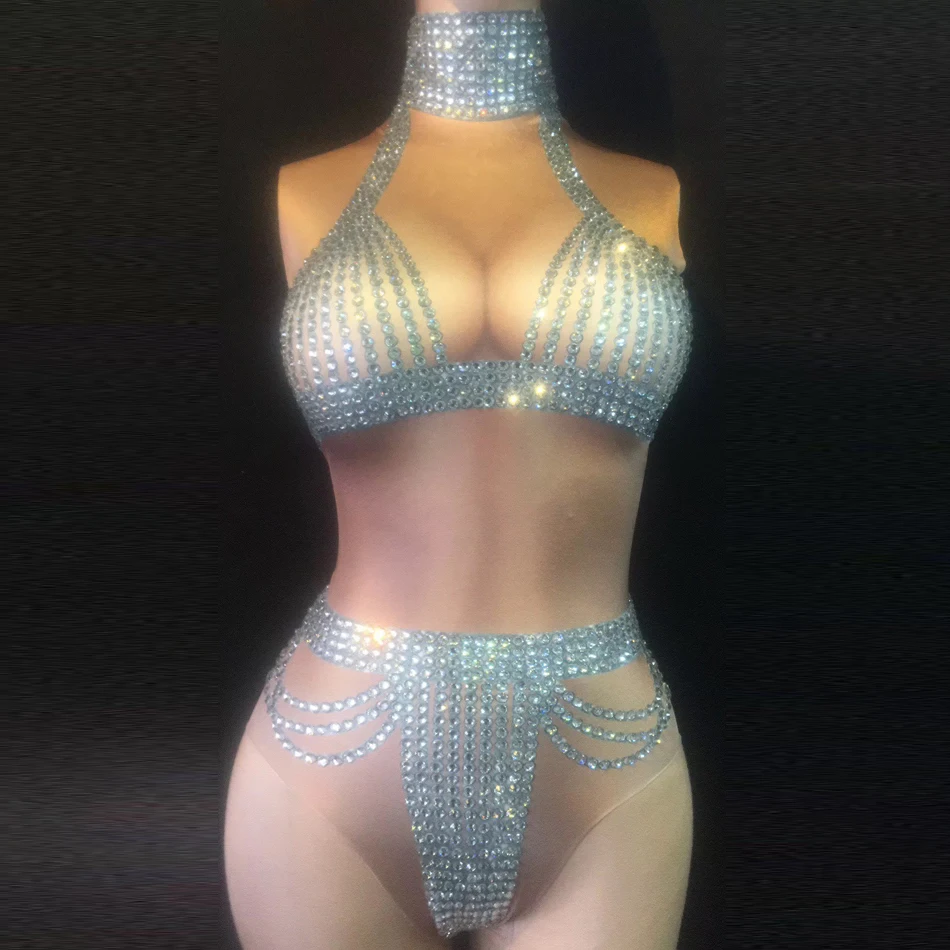 

Fashion Women's Sexy Rhinestone Bodycon Clubwear Ladies Dance Party Show Short Jumpsuit Romper