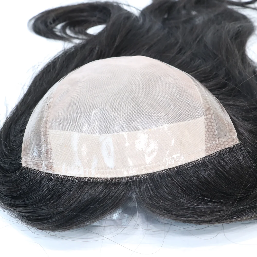 

TP29 Wholesales 18" Straight Undetectable Silk Top Human Hair Toupee Woman
