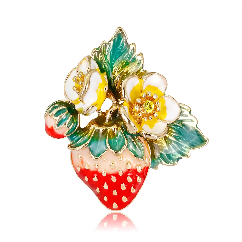 

LUOXIN Wholesale Popular Accessory Gold Plated Jewelry Enamel Strawberry Brooch Pin, Picture shows