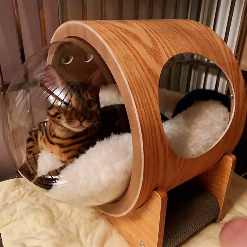 

pet products Space capsule cat house wooden pet bed camas mascoats pet beds & accessories, As picture
