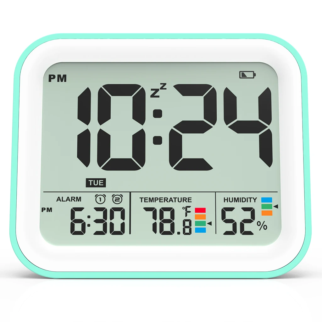 

Fullwill Compact Design Snooze Dual Alarm Clock With LED Backlight Room Thermometer Hygrometer Battery Led Digital Clock