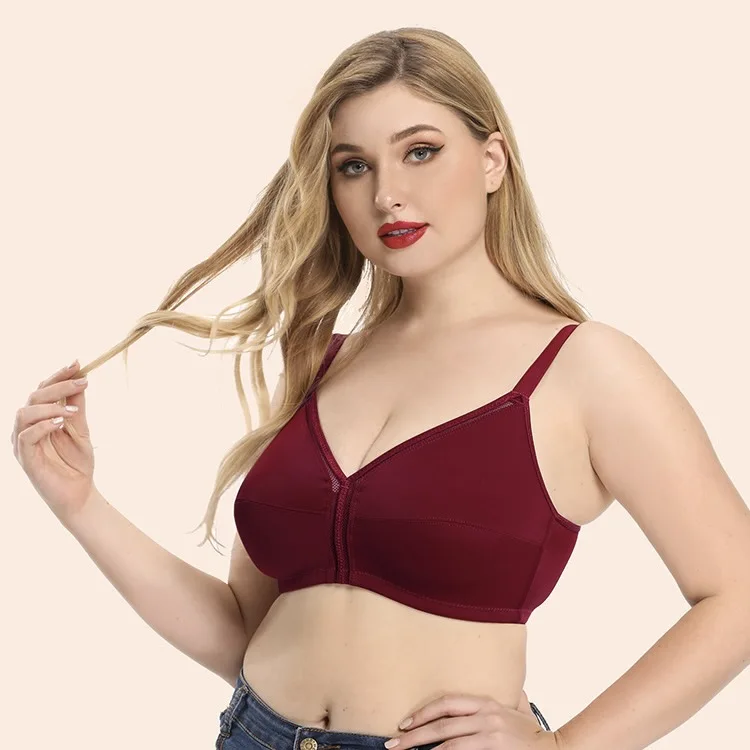 

2021 New Rimless Comfortable 2 Colors Gathering Anti-Sagging Women's Bra Plus-Size Underwear