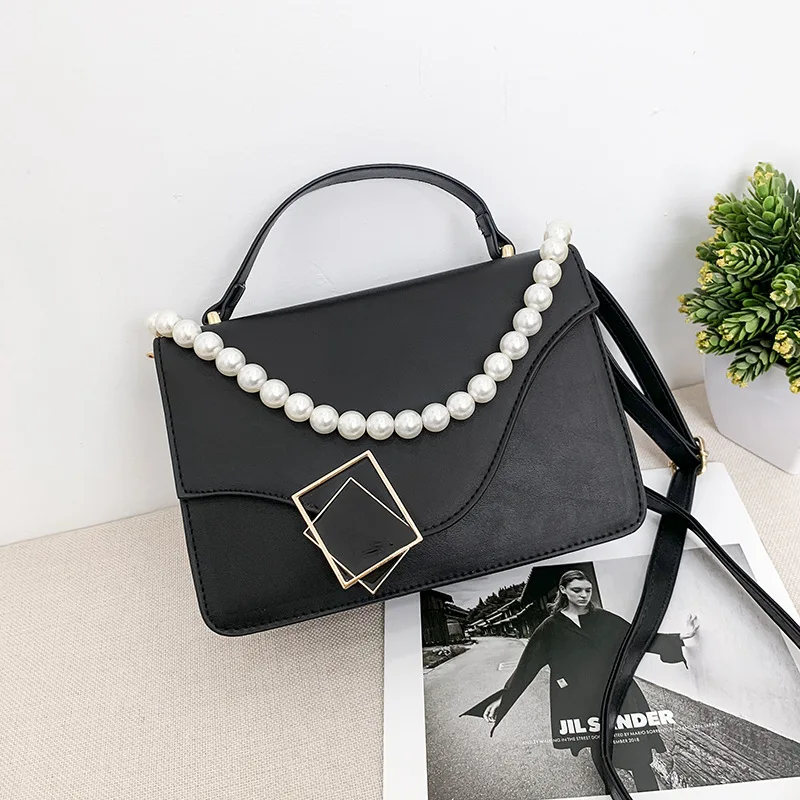 

Female Bag Fashion Trend Small Square Bag Pearl One-shoulder Diagonal Bag