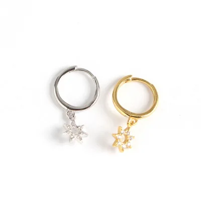 

Light luxury gold plated diamond earrings 925 sterling silver geometric star earrings, Gold, white gold