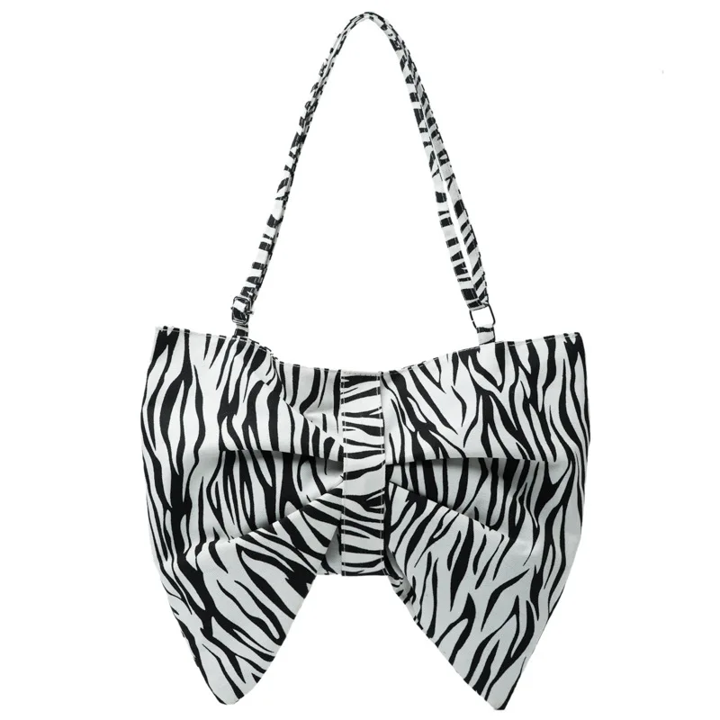 

INS Style Women Ladies Canvas Bow Shoulder Handbag Fashion Large Bow Leopard Print Stylish Young Girls Sling Crossbody Hand Bag