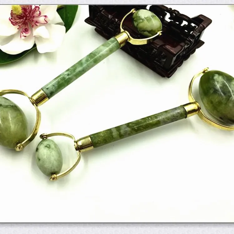 

Natural Exquisite Double headed jade roller Best Anti aging face massage roller and Efficient Beauty jade roller, Green