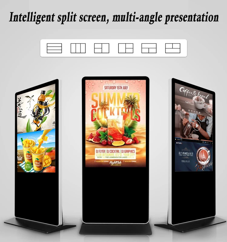 Hot Sellers Mulit Inch LCD Display Touch Screen Free Standing  Library Subway Digital Signage Screens