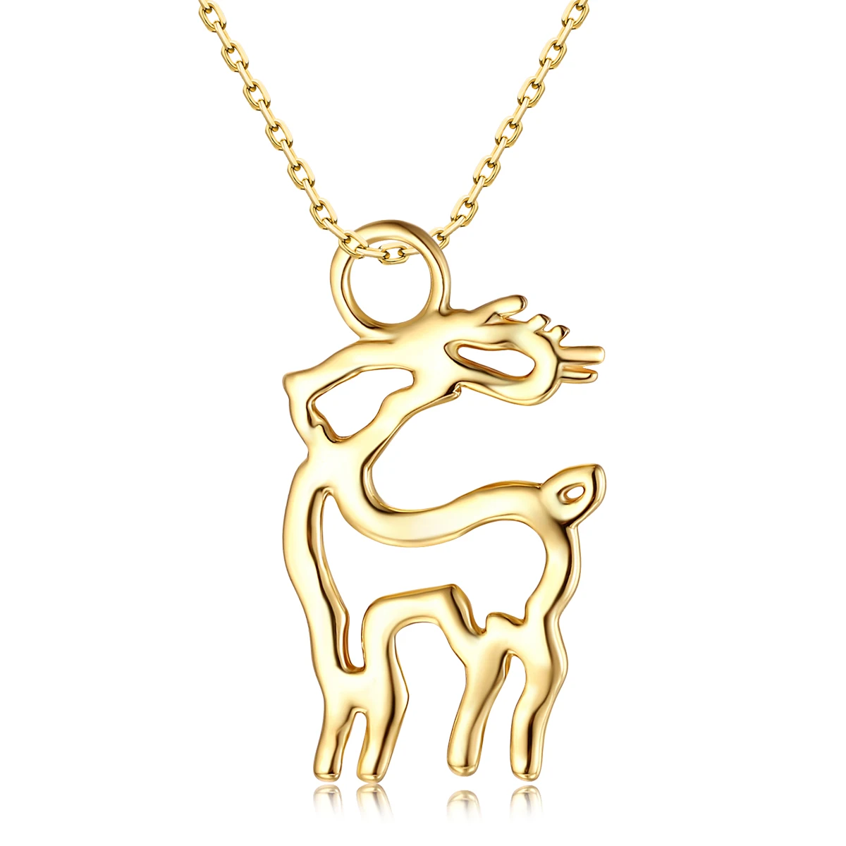 

Christian Gift Religious 925 Sterling Silver Gold Plated Hallow Out Christmas Elk Deer Shape Necklace Pendant Charm Jewelry, White gold