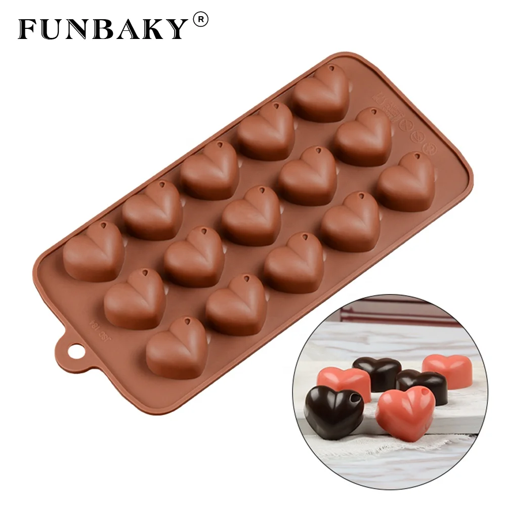 

FUNBAKY Valentine ' s Day heart shape chocolate silicone mold homemade scented candle mold silicone candy silicone mold, Customized color