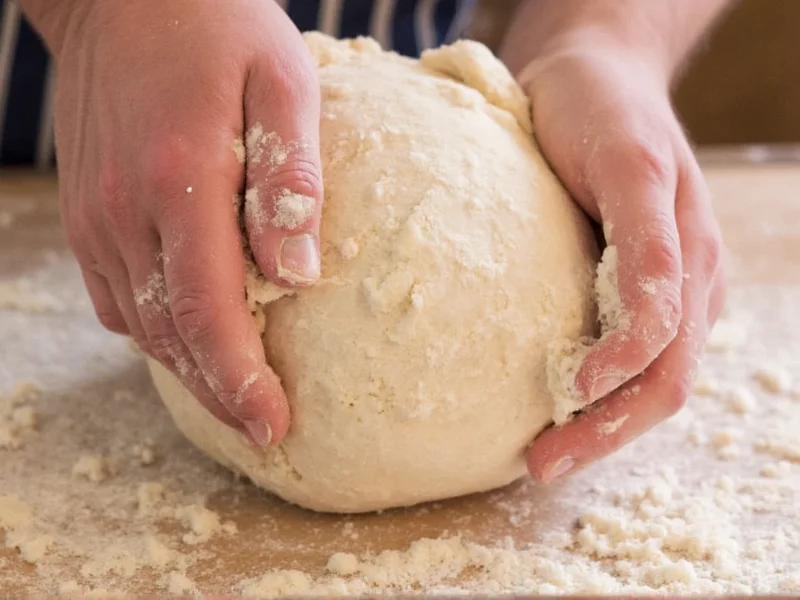 Hands kneading dough with locally milled Nova Scotia wheat flour