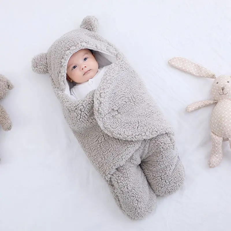

C'dear Solid bear Shaped Plush Baby Winter Swaddle Wrap Sack Newborn Organic Suit Stroller Sleeping Bag for Bebe, Picture shows