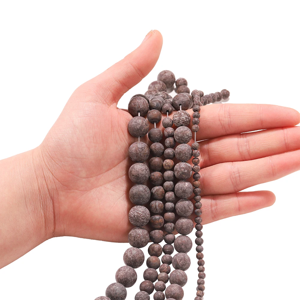 

4-12mm Natural Stone Alabaster Brown Snowflake Obsidian Bead Round Loose Spacer Beads For DIY Bracelet Jewelry Making Findings, Mix