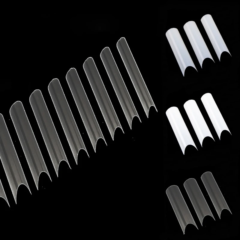

Hot sale super long XXXL Curved C Shape Water Pipe Nails False Tips Long Square Nail Tips, Natural white clear