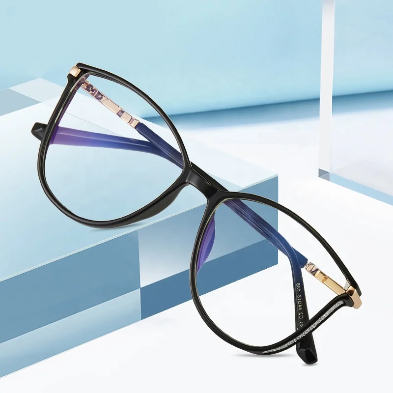 

Newest Style Blue Light Eyeglasses Fashion Design Manufacturer Customized Logo Cat Eye Frames TR90 Optical Glasses