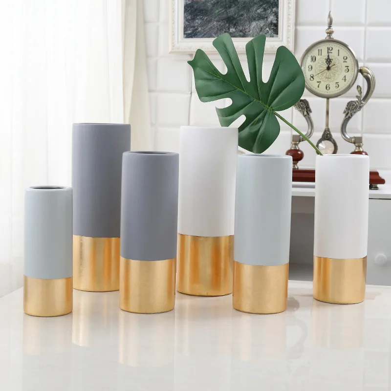 

Simple Modern Ceramic Vase Living Room White Gray Home Decoration Ceramic Vase Decorative Vases With Flowers Modern Home Decor, As photo