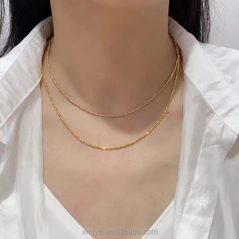 

Certified 18K Gold Necklace Disco Jumping Chain Hot Imported Laser Beads Wave Light Beads Necklace Au750 Gold Collar Chain