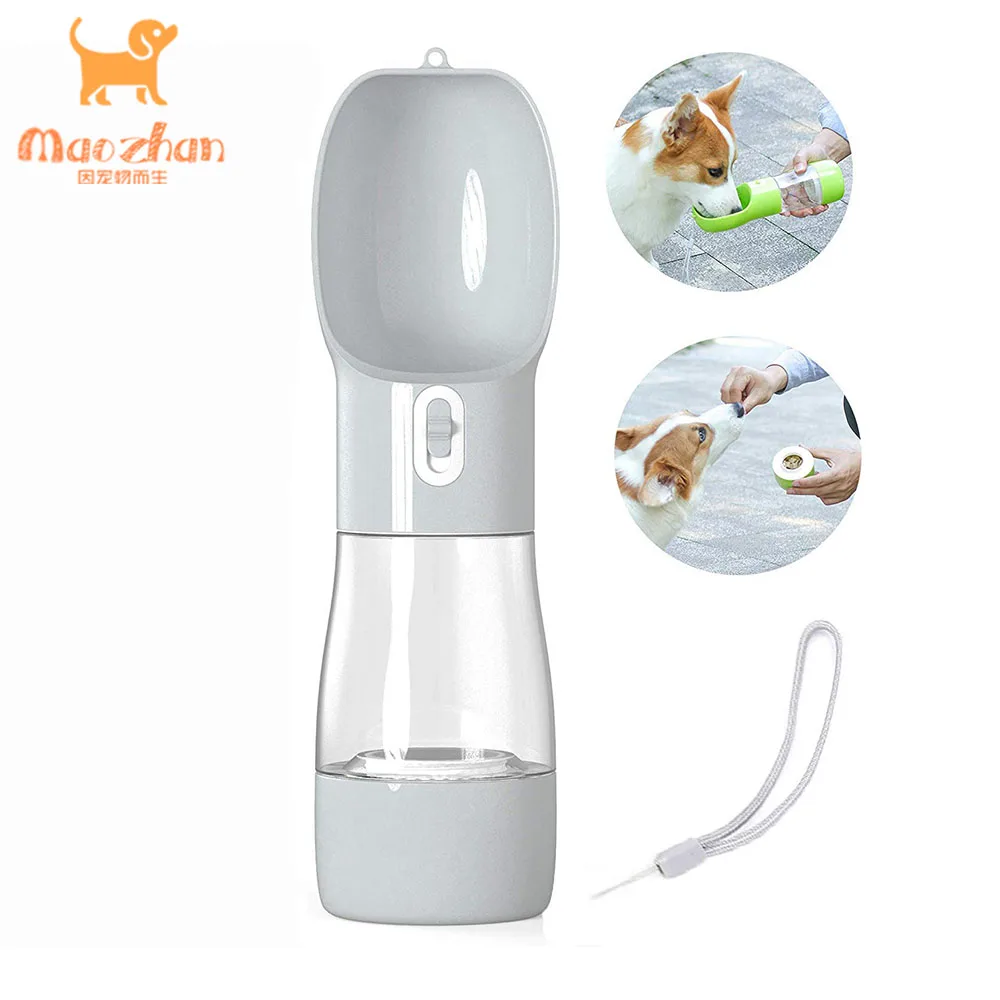

Portable pet dog travel water bottle food feeder dual cup with folding bowls