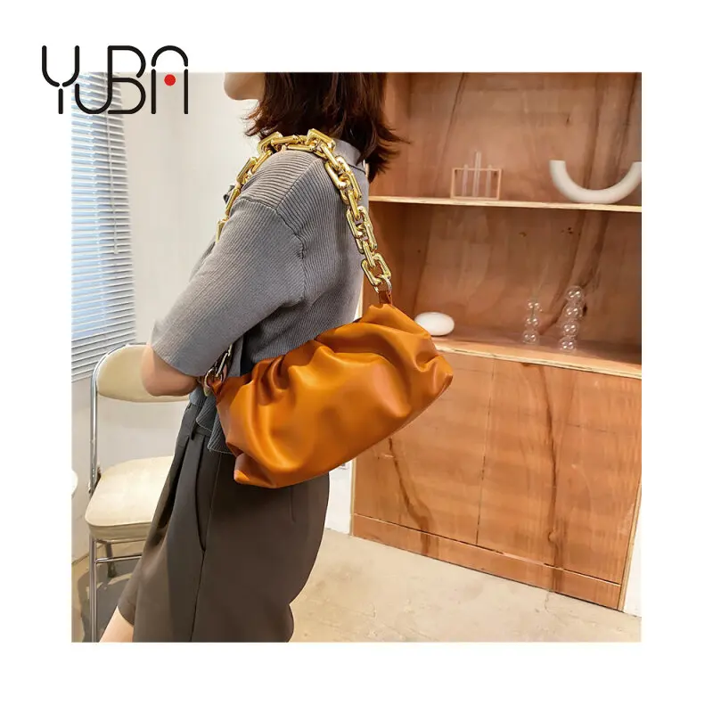 

Women Thick chain Shoulder crossbody luxury bag Designer 2021 fashion Ruched Cloud custom purses and handbags, Customizable