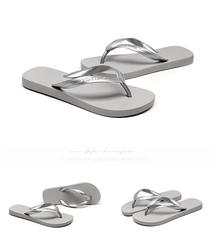 

PVC flip-flops for women in solid color beach couples, As picture