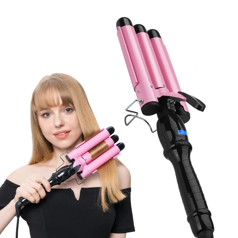 

Profession Curling Iron Wand Automatic Roller Portable Rotating aluminum Triple 3 Barrel Hair Curler