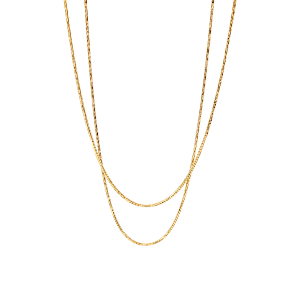 

1.5mm Herringbone Chain Necklace Gift Stainless Steel Snake Chain Double Layer Necklace for Girls