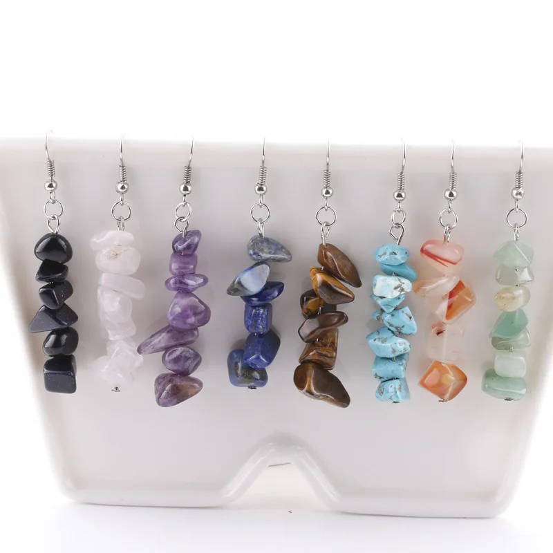 

Wholesale Statement Natural Healing Crystal Drop Earrings Natural Moonstone Rose Quartz Drop Dangle Earrings
