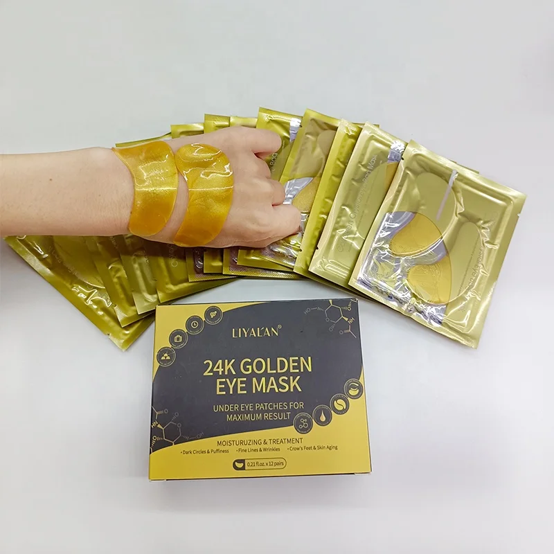 

OEM korean anti aging 24k gold collagen eye mask gel under hydrogel eyes patch, White,gold, customization