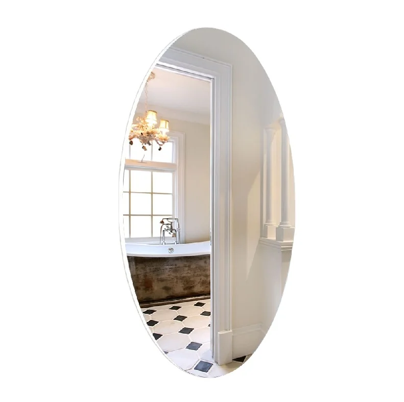 

Used in bathrooms toilets and bedrooms Oval frameless wall-mounted makeup mirror, White color