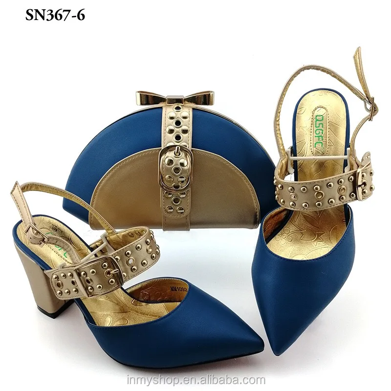 

Inmyshop D.blue low heel shoes and bags wholesale african shoes and bags to match