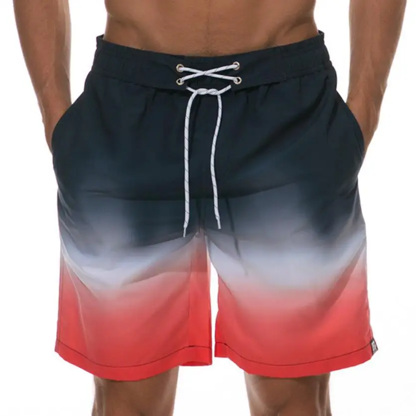 

2021 Wholesale Direct Supplier Beach Shorts With Pocket Color Gradient Custom Swim Trunks