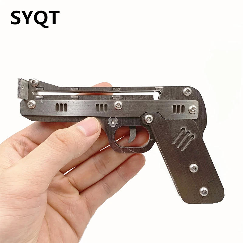 

Toy Gift Boy Children Fun Sports Stainless Steel Rubber Band Launcher Pistol Outdoor Shooting Slingshot Collection Ornaments