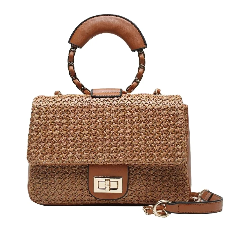 

Ellyson summer bohemian leisure round handle beach travel woven one-shoulder cross-body bag