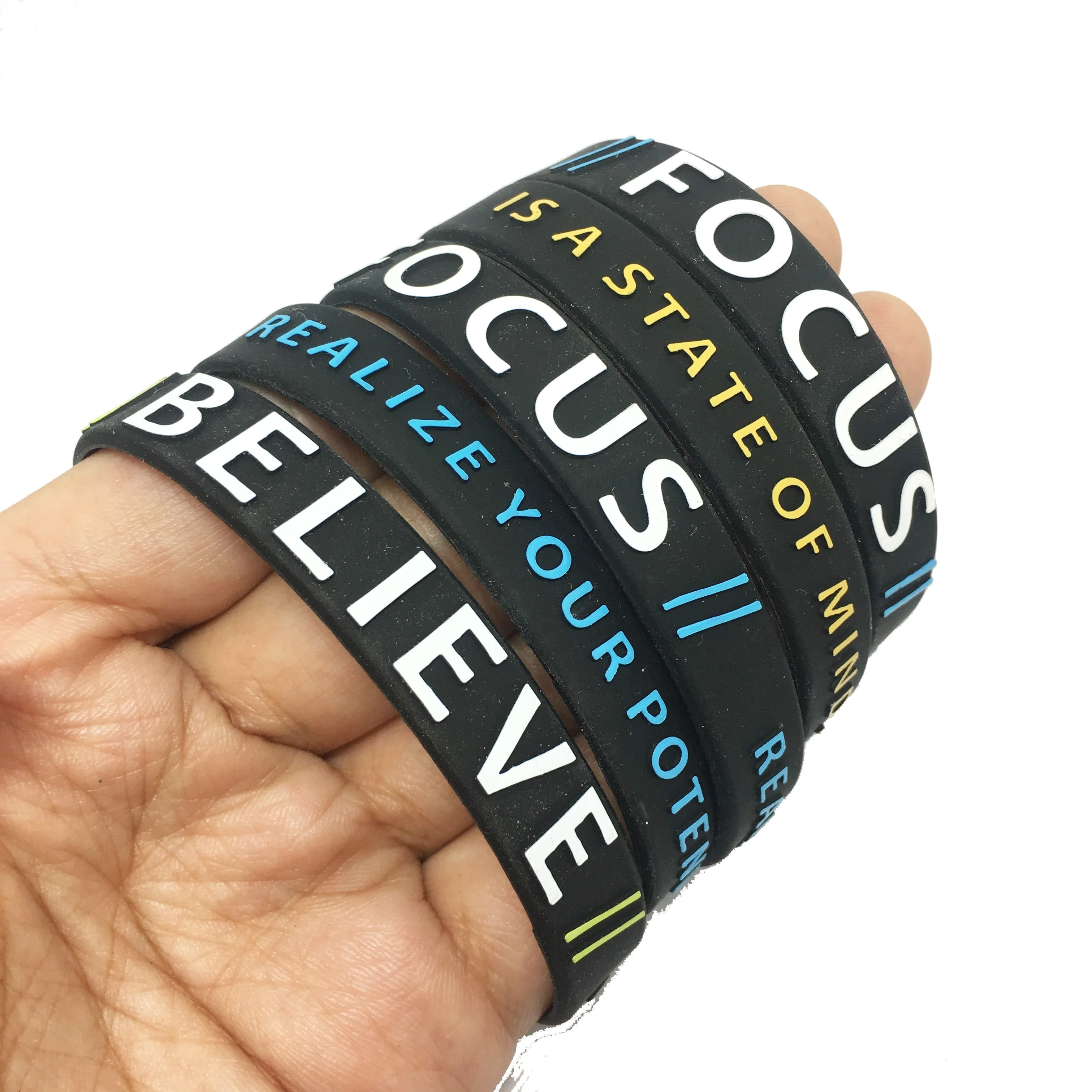 Eco-friendly Printed Custom Silicone Wristband Rubber Bracelet Wrist Band Motivational Wristband for hand