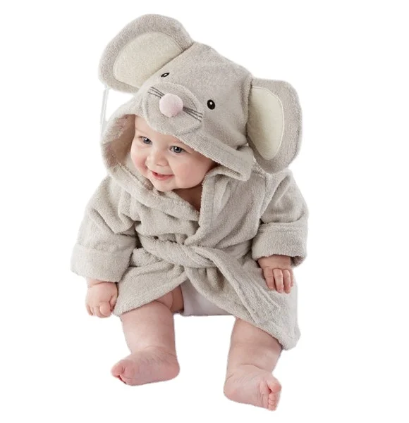 

Wholesale soft body felling animal mouse baby bathrobe 100% cotton bath towel robe for kids
