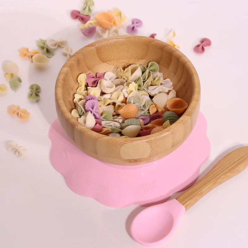 

Baby Feeding Plate and Spoon with Suction Ring bamboo baby plate bowl, Blue,pink,orange,yellow,green,purple