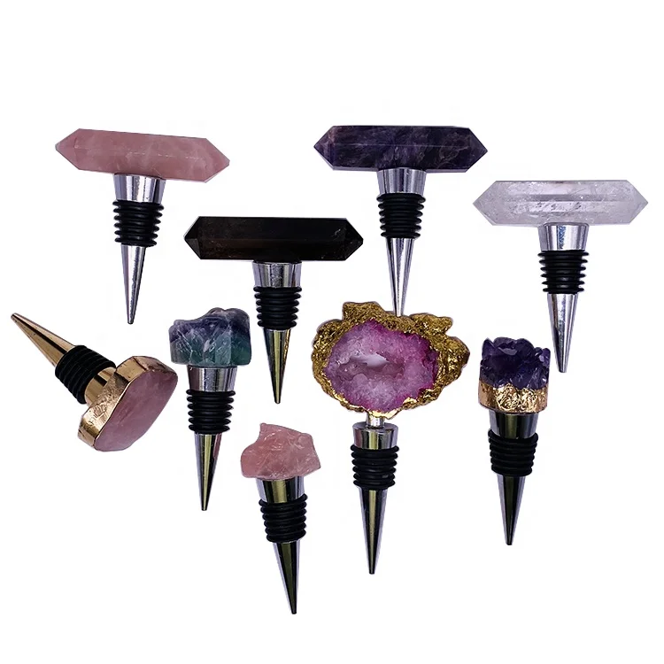 

Wholesale Rose Quartz Fluorite Crystal Wine Bottle Stopper, Colors