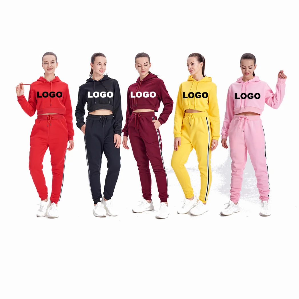 

2021 Sweat suit Baggy French Terry 65%Cotton 35%polyester Zip Up Hoodie and Pants 2 piece Set Women Oversized Cotton Sweat suits, Customizable