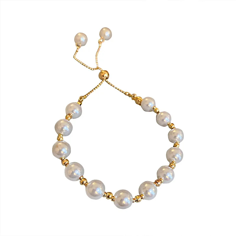 

Hainon New Gold Color Plated Bracelet Alloy Charm Pearl Chain Bracelet For Women