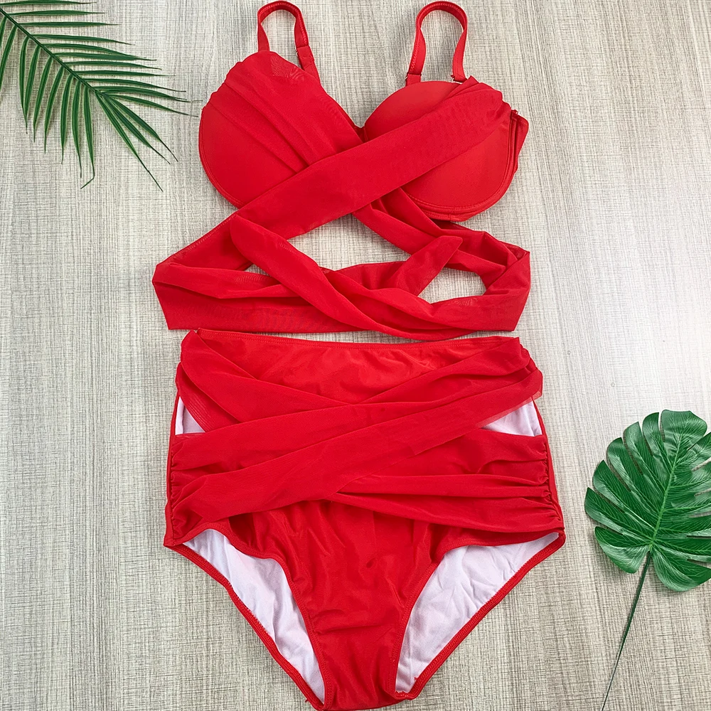 Women Bikini Swimsuits Plus Size Swimwear Bikini Print For Fat Women Adults On Sale 2 Piece