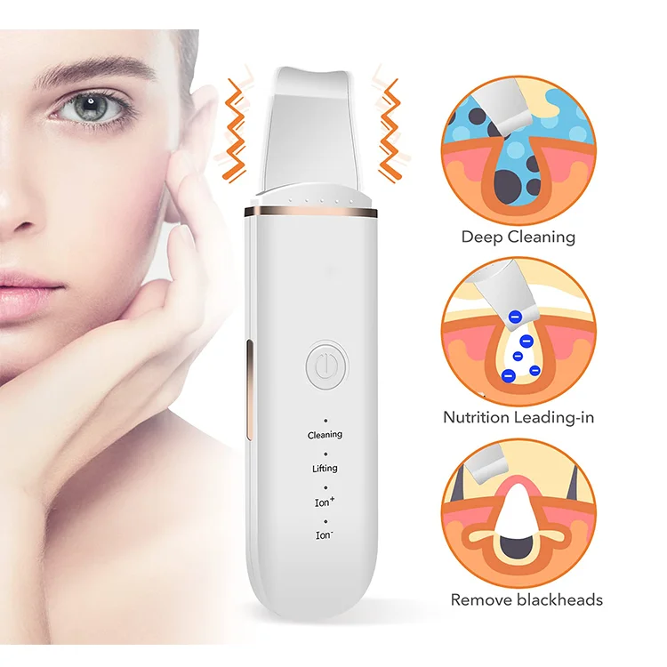 

Ultra sonic beauty personal care acne pore beauty equipment facial cleaner dermabrasion ion ultrasonic skin scrubber