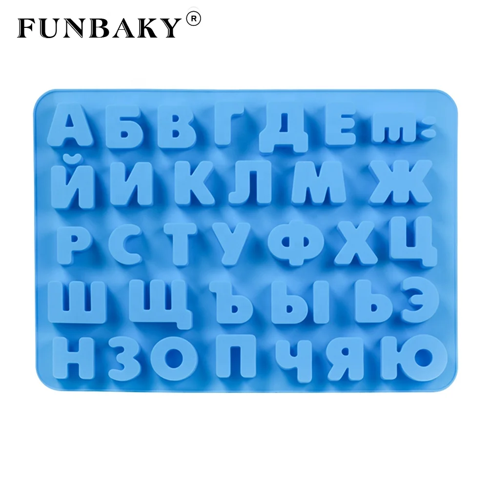 

FUNBAKY Heat resistant multi - cavity chocolate molds silicone letters alphabet shape candy silicone mold, Customized color