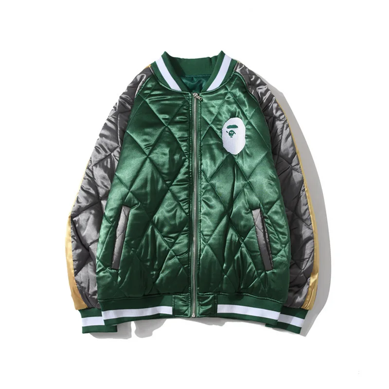 

B-A-P-E Quality Assurance Men's Winter Warm Jacket Outer Fashion Customized Embroidered baseball Bomber Jacket