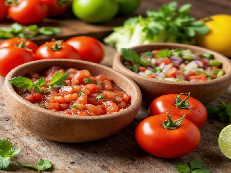 Fresh ingredients for homemade salsa in bowls