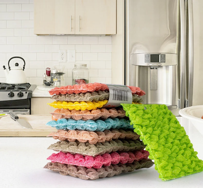 

TK74 Kitchen Dishcloth Degreasing Non-stick Oil Brush Pot Brush Bowl Bubble Cloth Easy To Clean Scouring Pad, As pic