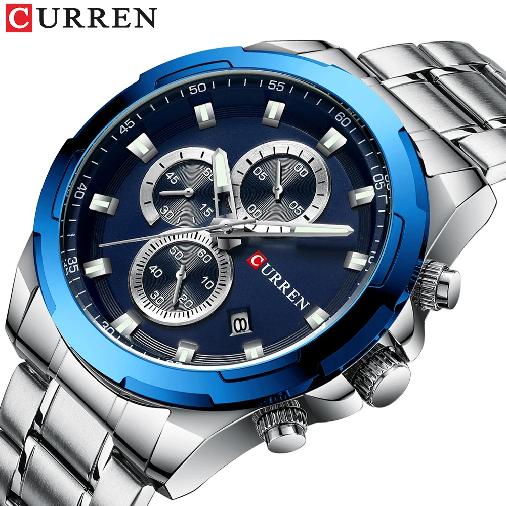 

CURREN 8354 Watches men luxury sport wristwatch auto date quartz male clock stainless steel band waterproof reloj hombre