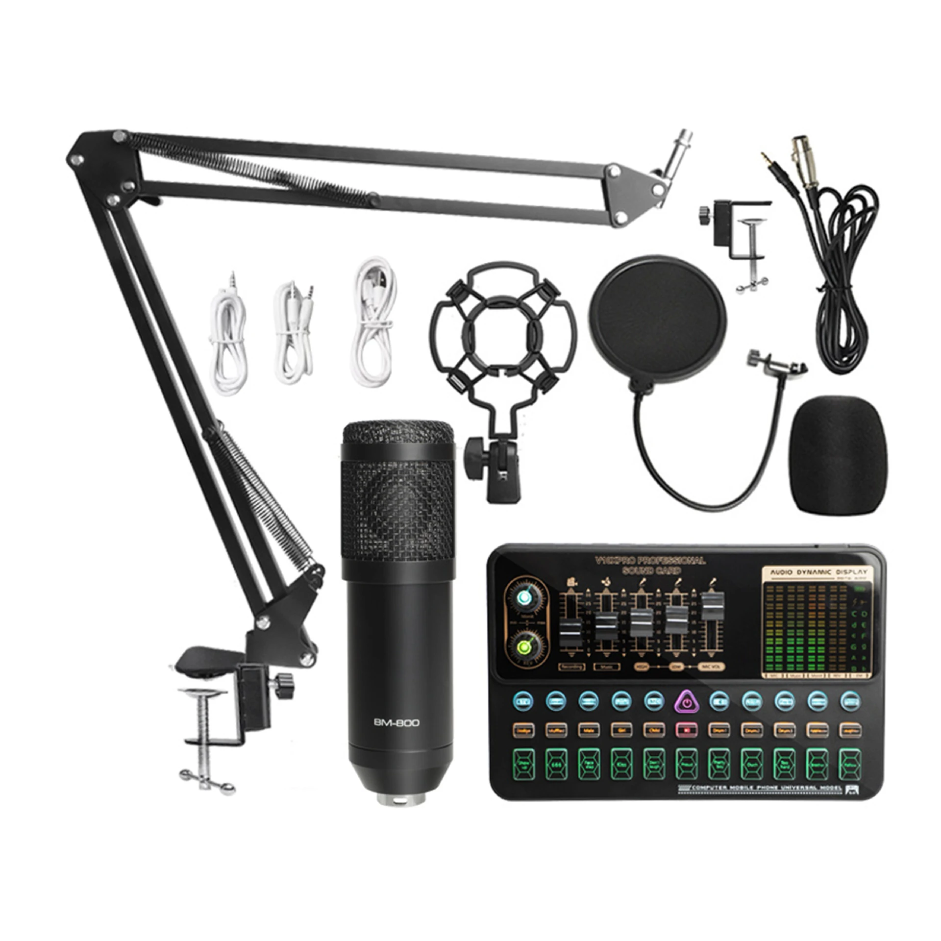 

BM800 Professional Condenser Microphone with Sound Card VE10XPRO Sound Card set for webcast live recording