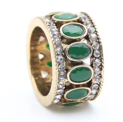 

Vintage Turkish Finger Rings Women Round Oval Resin Crystal Caesar Ring Antique Gold Color Ethnic Men Wedding Jewelry Crown Ring