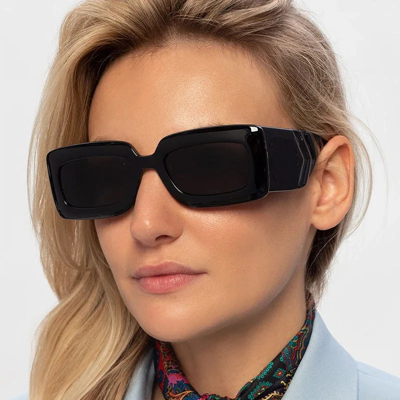 

NWOGLSS 9111 Fashion Square Plastic Frame Shades Wide Leg Vintage Women Sunglasses